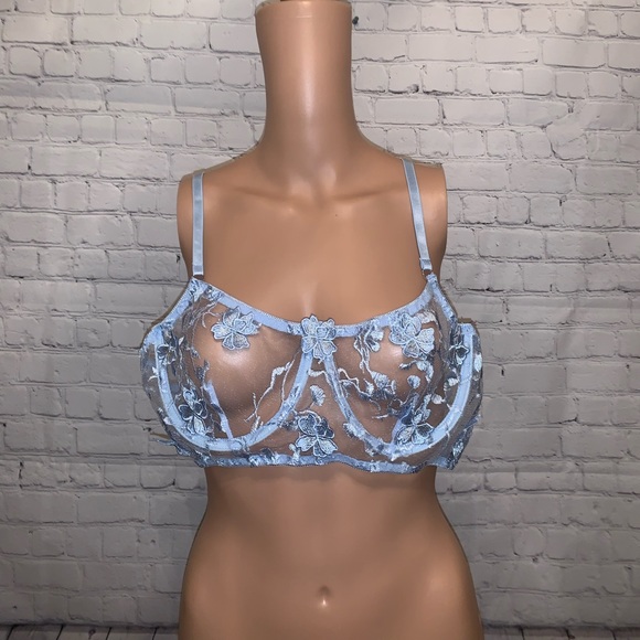 Other - Light Blue See Through Floral bra size 4X